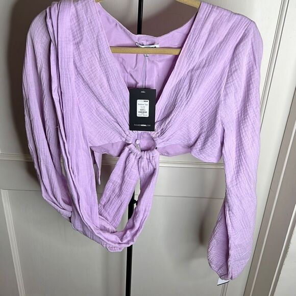 Fashion Nova Bobbie Top lavender crop top Size Large Nwt - Picture 3 of 8